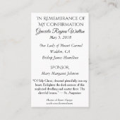 Carte De Visite Confirmation du souvenir Dove Holy Card — (Dos)