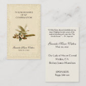 Carte De Visite Confirmation du souvenir Gold Dove Cross Lily Lace (Devant / Derrière)