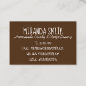 Carte De Visite confiserie Fabriquée maison Fabriquée à partir de (Dos)