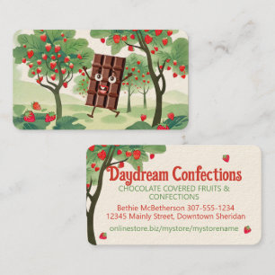 Carte De Visite confitures de fraise trempée recouvertes de chocol