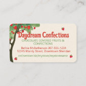 Carte De Visite confitures de fraise trempée recouvertes de chocol (Dos)