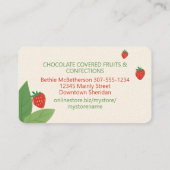 Carte De Visite confitures de fraise trempée recouvertes de chocol (Dos)