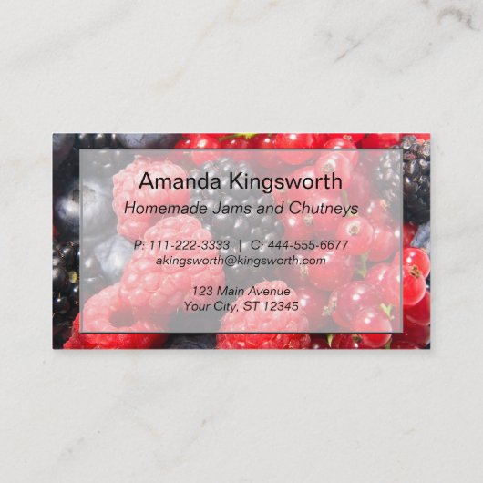 Carte De Visite confitures et chutneys maison (Dos)