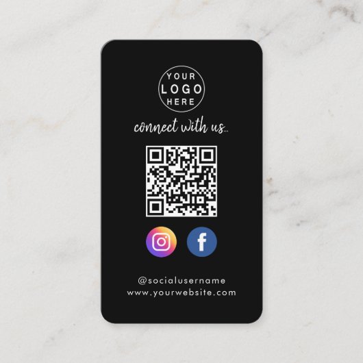 Carte De Visite Connect with | Média social QR Code noir (Devant)
