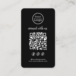 Carte De Visite Connect with   Média social QR Code noir