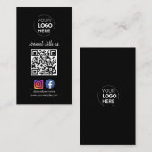 Carte De Visite Connect with | Média social QR Code noir (Devant / Derrière)