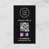 Carte De Visite Connect with | Média social QR Code noir (Devant)