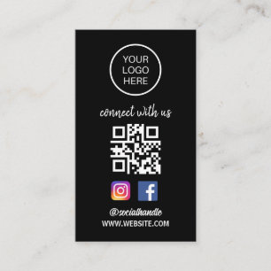 Carte De Visite Connect with   Média social QR Code noir