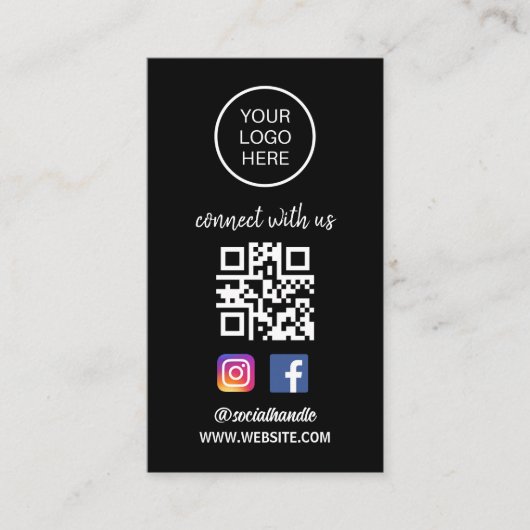 Carte De Visite Connect with | Média social QR Code noir (Devant)