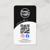 Carte De Visite Connect With Us QR Code Logo Social Media Black  (Devant)