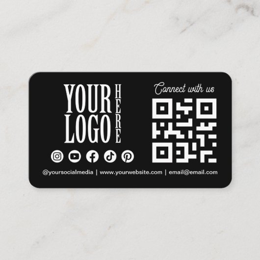 Carte De Visite Connect with us Social Media QR Code Black Busines (Devant)