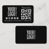 Carte De Visite Connect with us Social Media QR Code Black Busines (Devant / Derrière)
