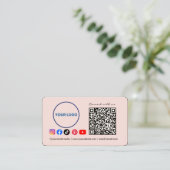 Carte De Visite Connect with us Social Media QR Code Pink Business (Debout devant)