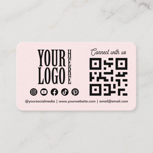 Carte De Visite Connect with us Social Media QR Code Pink Business (Devant)