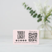 Carte De Visite Connect with us Social Media QR Code Pink Business (Debout devant)
