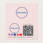 Carte De Visite Connect with us Social Media QR Code Pink Business (Extérieur déplié)