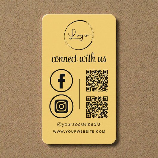 Carte De Visite Connect With Us Yellow QR Code