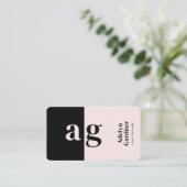 Carte De Visite Connecter le monogramme rose noir QR Code Médias s (Debout devant)