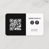 Carte De Visite Connecter noir blanc QR Code Logo Médias sociaux (Dos)
