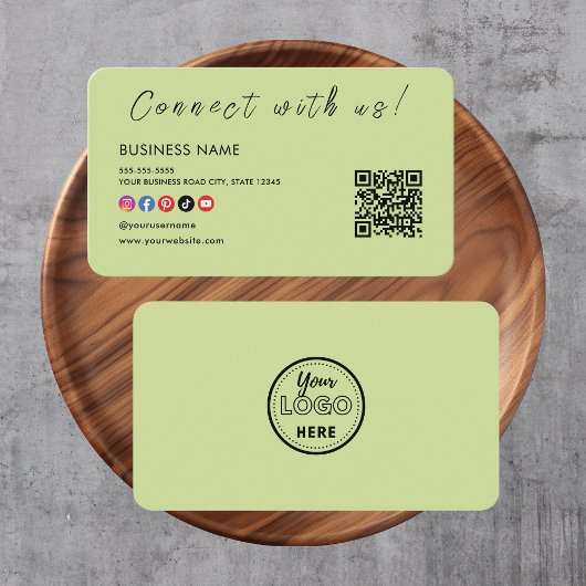 Carte De Visite Connectez-vous à nous Qr Code Social Media Lime Gr