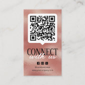 Carte De Visite Connectez-vous à nous QR Code Social Media Rose Go (Devant)