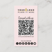Carte De Visite Connectez-Vous À Us QR Code Médias Sociaux Rose Mo (Devant)