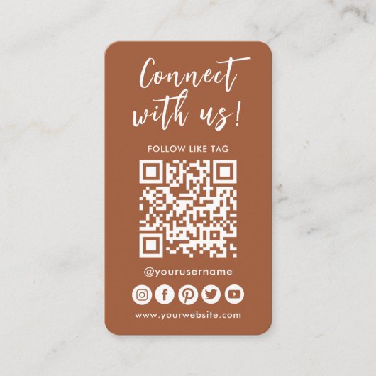 Carte De Visite Connectez-vous aux médias sociaux américains Code  (Devant)