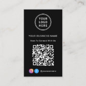 Carte De Visite Connectez-vous avec le logo US QR Code noir (Devant)