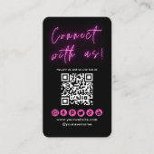 Carte De Visite Connectez-vous avec nous Black Pink QR Code Médias (Devant)