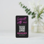 Carte De Visite Connectez-vous avec nous Black Pink QR Code Médias (Debout devant)