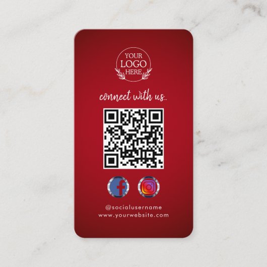 Carte De Visite Connectez-vous avec nous | Code QR des médias soci (Devant)