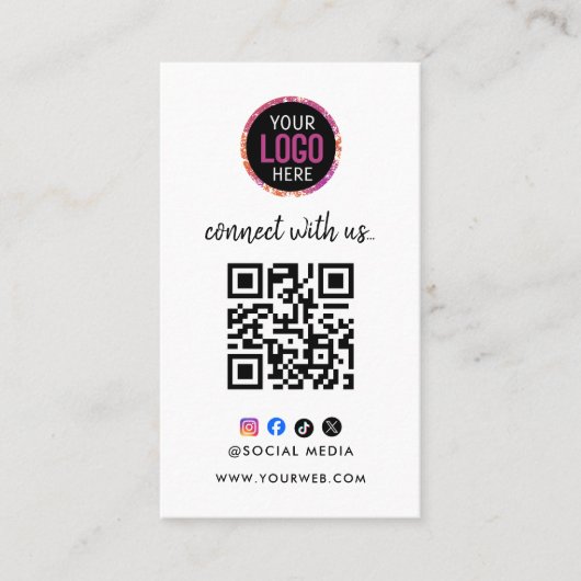 Carte De Visite Connectez-vous avec nous | Code QR des médias soci (Devant)