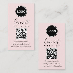 Carte De Visite Connectez-vous avec nous   Code QR Modern Blush Pi