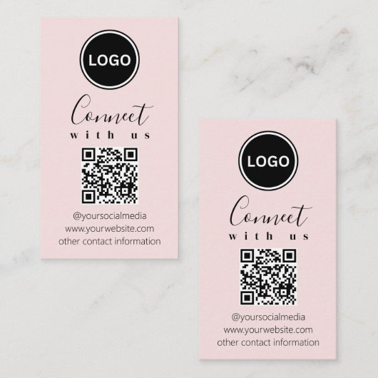 Carte De Visite Connectez-vous avec nous | Code QR Modern Blush Pi (Devant / Derrière)