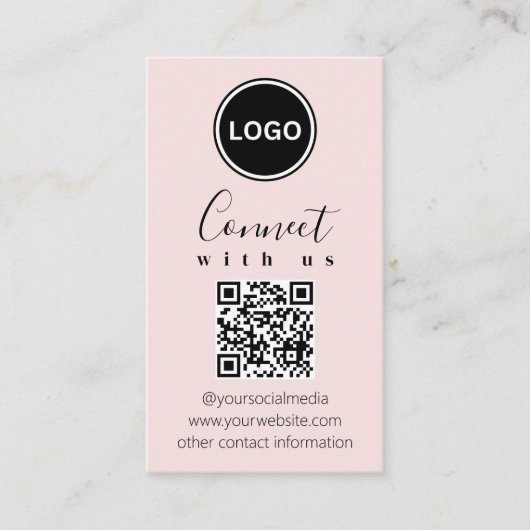 Carte De Visite Connectez-vous avec nous | Code QR Modern Blush Pi (Devant)