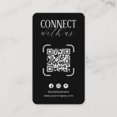 Carte De Visite Connectez-vous avec nous Code QR Noir Blanc Médias (Devant)