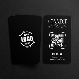 Carte De Visite Connectez-vous avec nous Code QR Noir Blanc Médias