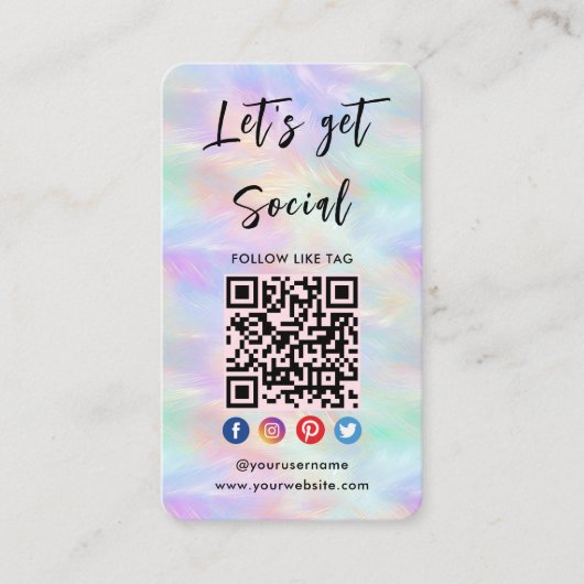 Carte De Visite Connectez-Vous Avec Nous Iridescente Opal Code Qr (Devant)