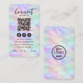 Carte De Visite Connectez-Vous Avec Nous Iridescente Opal Code QR (Devant / Derrière)