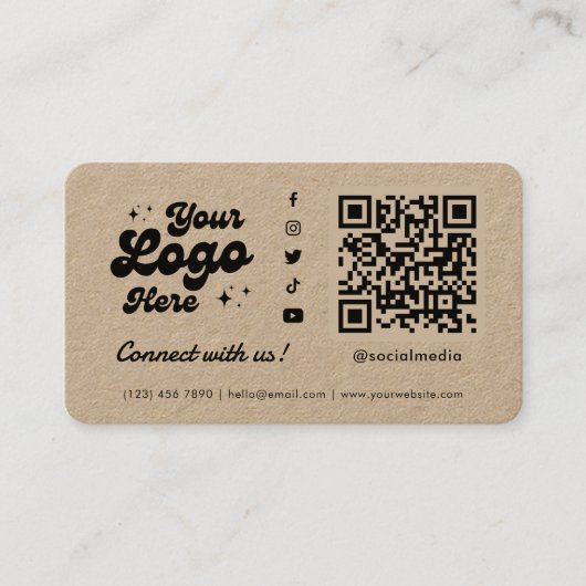 Carte De Visite Connectez-Vous Avec Nous Kraft Social Media QR Cod (Devant)