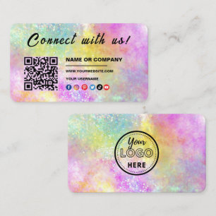 Carte De Visite Connectez-vous avec nous Logo Qr Code Holo Opal St
