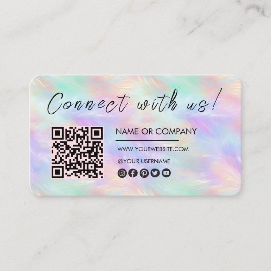 Carte De Visite Connectez-vous avec nous Logo Qr Code Iridescente  (Devant)