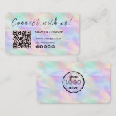 Carte De Visite Connectez-vous avec nous Logo Qr Code Iridescente  (Devant / Derrière)