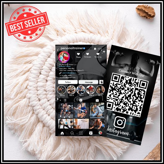 Carte De Visite Connectez-vous avec nous Personal Trainer Black In