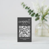 Carte De Visite Connectez-vous avec nous Qr Code gris foncé modern (Debout devant)