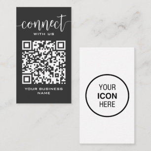 Carte De Visite Connectez-vous avec nous Qr Code gris foncé modern