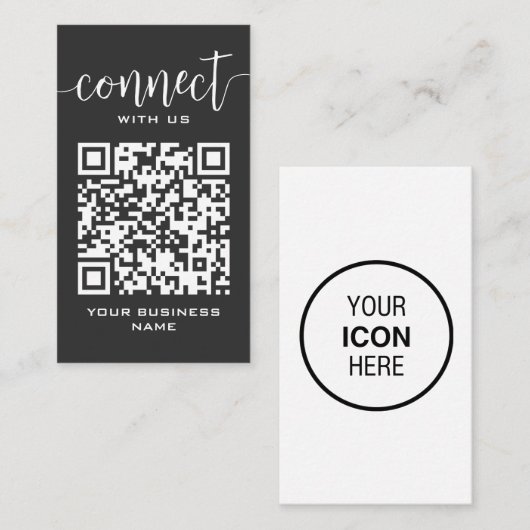 Carte De Visite Connectez-vous avec nous Qr Code gris foncé modern (Devant / Derrière)