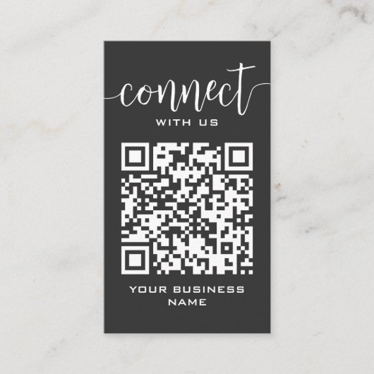 Carte De Visite Connectez-vous avec nous Qr Code gris foncé modern (Devant)