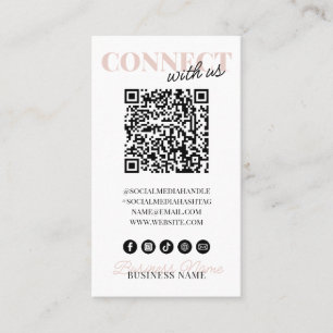 Carte De Visite Connectez-vous avec nous QR Code Modern Pink Scrip