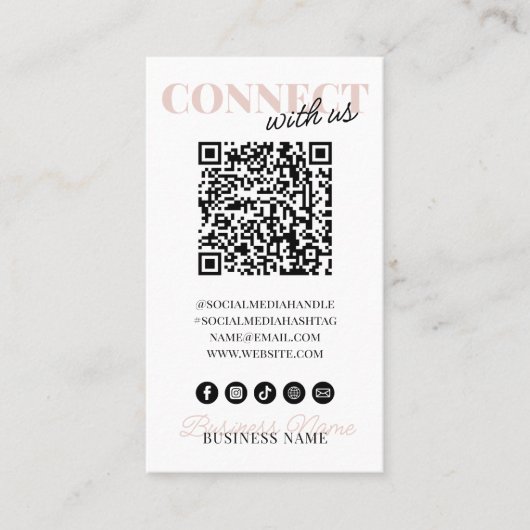 Carte De Visite Connectez-vous avec nous QR Code Modern Pink Scrip (Devant)